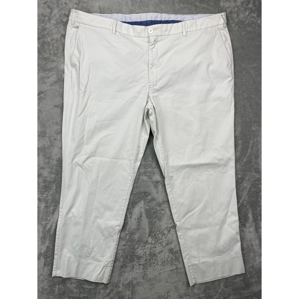 Ballin Men's True Khaki Pants Flat Front 46 Comfort Stretch Ivory Pima Cotton